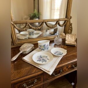Vintage 1951 Royal Worcester 3-Piece Floral Trinket Set – Made in England